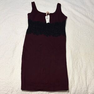 Bailey 44 Deep Red Dress with Black Lace